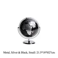 Modern silver-black metal terrestrial globe ornament for office decor, small size - Black Silver Universal Globe - Silver Stand (20CM)
