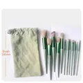 13-piece mint green makeup brush set with drawstring pouch and assorted bristles - Premium 13pcs Set + Bag / Green