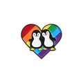 Creative heart shaped enamel pin featuring cartoon penguins and vibrant rainbow stripes - Rainbow Heart Penguin Style (QHXZ1874)