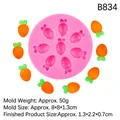Roze siliconen mal met zeven wortelvormige holtes voor DIY chocolade of kunsthars - 2#B834 Wortel (7-gaats) / Roze