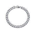 Detailansicht der silbernen Gliederkette mit Karabinerverschluss auf weißem Hintergrund - 21cm*8mm / Silber