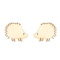 Minimalist gold hedgehog stud earrings with polished finish on a white background - Hedgehog / Gold