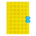 Mini yellow silicone notebook with creative building block cover and blue clip - A6 / Dot Notebook / Yellow