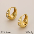 Orecchini a forma di U in acciaio inossidabile dorato con incisioni a stella e zirconi - 15x8mm / Oro (Stile B Stella Incastonata KE115331)