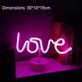 Pink LED love neon sign decorative light with round base for desk or bedroom atmosphere - Pink Love Heart With Base
