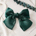 Elegante donkergroene satijnen strik haarspeld voor dames, stijlvol haaraccessoire voor dagelijks. - Veerclips / Donkergroen (D-024)