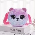 Pink purple tie-dye plush panda crossbody bag with sequin ears for kids - Purple