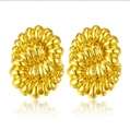 Chic gold-finished stainless steel oval earrings with radial pleated texture - Oval Radial Pleated Vintage