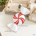 Red and white 31cm Christmas candy ornament with glitter details and silver hanging string - Windmill Spiral Round Candy