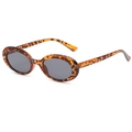 Retro-Sonnenbrille mit ovalem Rahmen im Schildpatt-Design und dunkelgrauen Gläsern - Leopard Rahmen Graue Gläser