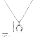 Silver horseshoe necklace with colorful zircon stones including precise dimensions - Silver