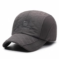 Men's dark gray quilted baseball cap with ear protection and Narason embroidery detail - Adjustable / Gray