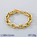 Pulsera de eslabones cubanos dorados con cierre OT en acero inoxidable 180mm x 11mm - Dorado