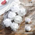 6-piece set of white glitter flower ornaments for Christmas tree in transparent box - Set of 6 / White / 8CM Mixed Assortment