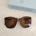 Children's UV400 oversized sunglasses with dark brown tortoise shell frames and tan lenses - Transparent Dark Tea