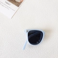 Foldable kids round sunglasses in light blue with black lenses for boys and girls - Blue