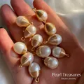 Natural freshwater pearl pendant with handmade gold wire wrapping for DIY jewelry - Single Loop Wire Wrapped Small Pearl 1pc