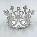 Corona tiara d'argento con motivi a cuore e perle bianche per ragazze e spose - Lega Perla Mini Argento