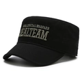 Schwarze Militär-Flat-Top-Mütze mit grauer Naval Special Warfare Seal Team Stickerei - Buchstabenmuster Schwarz