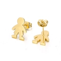 Boucles d'oreilles en acier inoxydable doré en forme de garçon au design épuré - Silhouette de Garçon Dorée (KE89944-K)