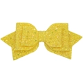 Sparkling yellow glitter bow hair clip with spring fastener for ponytail styling - Yellow