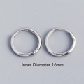 Polished S925 silver hoop earrings with 16mm inner diameter and minimalist metallic finish - 16mm / White Gold