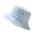 Close-up detail of light blue cotton bucket hat featuring metal eyelets and stitched brim - M (56-58cm) / Light Blue