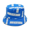 Vue détaillée de l'imprimé drapeau du Honduras sur un chapeau bob en coton avec surpiqûres - M (56-58cm) / Rayures Bleu Blanc Honduras (V)