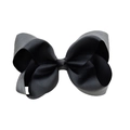 4-inch handmade black grosgrain ribbon bow hair clip with textured fabric finish - Black (#3)