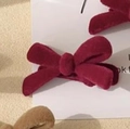 Fermagli per capelli a fiocco in velluto bordeaux e beige con morbida trama - Fermaglio a scatto / Piccolo fermaglio rosso (3cm)