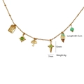 Detailed size specifications for gold heart amazonite necklace with a 45cm adjustable chain - Multi-Charm Pendant Necklace