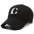 Klassieke zwarte katoenen baseballpet met wit geborduurde C-letter en verstelbare riem - Verstelbaar / Zwart