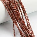 Strang aus facettierten 2x4mm rechteckigen Jaspis-Natursteinen in Rotbraun für Schmuck - Grüner Streifen-Jaspis