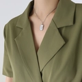 Minimalist silver butterfly square pendant necklace with sleek chain for women - 39+5cm / Steel Color (P324)