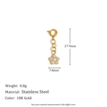 18K gold plated stainless steel flower pendant with white crystals and spring clasp - Five-Petal Flower Style (E6989)