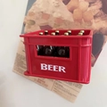 Apribottiglie magnetico da frigo a forma di cassa di birra rossa con scritta BEER bianca - Apribottiglie magnetico rosso / Rosso