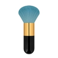 Chubby makeup brush with blue bristles, gold ferrule, and black handle on white background - Big Chubby Black Gold Sapphire Blue Hair (With Net)