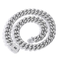 Detailed shot of silver heavy curb chain necklace with a zircon encrusted box clasp - 9 Inch Bracelet (Approx 23cm) / 6mm Width / Silver