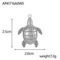 Detailed view of silver turtle pendant with dimensions 2.5cm by 2.0cm and metal textures - Silver Textured Sea Turtle Style (AP41716A0W0)