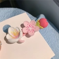 Cute pink and white cherry blossom hair clip with matte finish on card - D-017 Light Pink Stamen