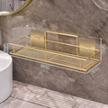 Wandmontiertes Badezimmerregal in Gold aus Edelstahl mit 35 cm Gitterkorb Design - Groß (35cm)