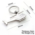 Silver helicopter keychain with size details: 69mm total length and 21g weight - X-495 Flat Helicopter