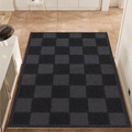 Classic black and gray checkerboard PVC doormat with non-slip texture for entryways - 80x120cm / Twilight Cafe - Pineapple Pattern - Vertical Layout