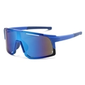 Outdoor cycling sunglasses with bright royal blue frame and iridescent purple lenses - Blue Frame Blue Mirror Lens