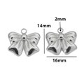Silver bow knot pendant charms 14x16mm in stainless steel for DIY jewelry making - Style 9 / Steel