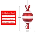 20cm Christmas red and white striped PVC candy ornament for holiday window decoration - 20CM Red White Round Candy