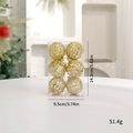Set mit 6 goldenen Glitzer-Weihnachtskugeln, hohl, in transparenter Geschenkbox - 5cm/6Stk