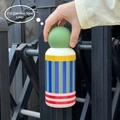 316 stainless steel insulated water bottle featuring vibrant colorful striped patterns - 350ml / Army Green Spherical Lid / Multicolor Striped