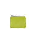 Minimalist lime green canvas coin purse with zipper and visible white stitching - Fluorescent Green