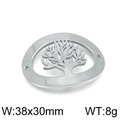 Silver hollow Tree of Life stainless steel pendant connector, 38x30mm, 8g weight - Steel (KLJ4243-Z)